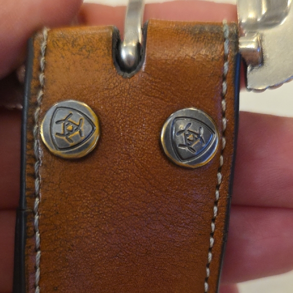 Ariat Western Brown Tooled Leather Belt with Silver Buckle Womens OS 38" - Picture 5 of 11